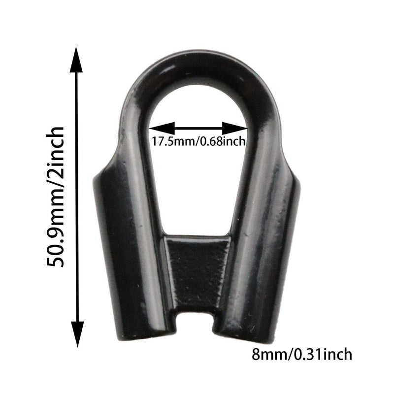 MEETOOT Winch Rope Tube 2pcs Black M8 Stainless Steel Rope Tube Thimble Collar with Gear Wire Tube Thimble Winch Wire Rope Cable Wire Rope Thimbles - Image 2